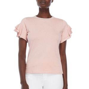Romeo + Juliet Metallic Collar Ruffle Sleeve Tee